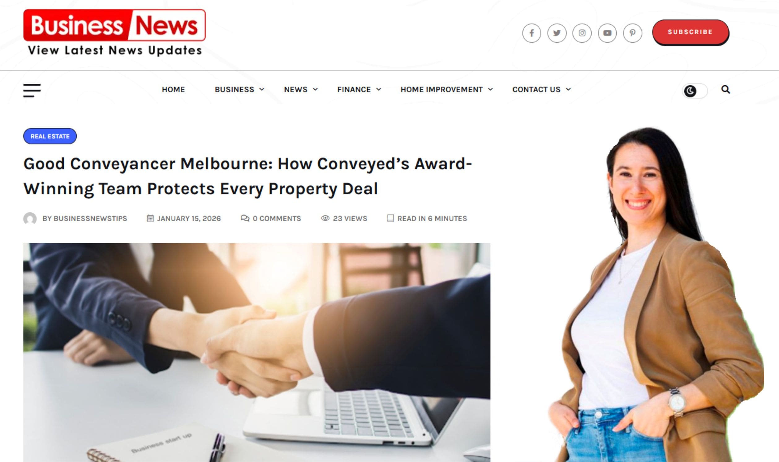 Conveyed Confirmed as 'Good Conveyancer Melbourne' by Business News Tips Media