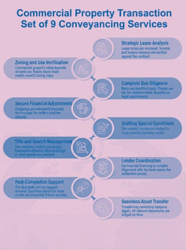 INFOGRAPHIC - 9 conveyancing services for commercial property transactions
